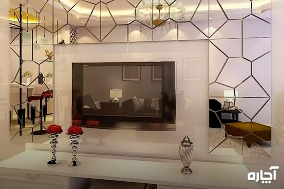 Decorate wall behind TV with mirror