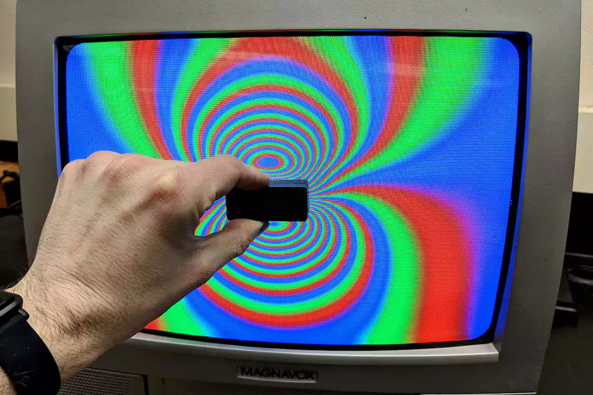 Fixing color of TV with a magnet