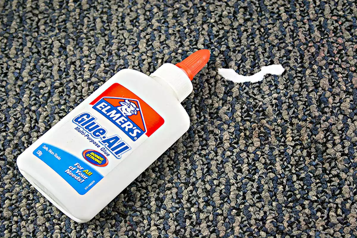 Dried glue on carpet