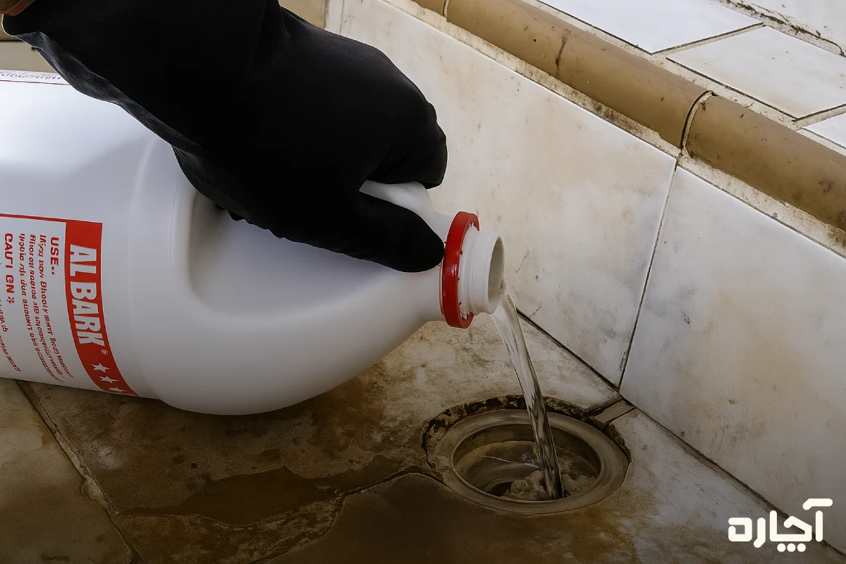 راهنمای کامل رفع گرفتگی لوله بالکن و تراس با محلول لوله‌بازکن