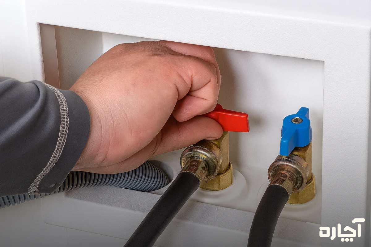 آموزش تعویض واشر لباسشویی؛ ابتدا شیر آب ورودی را ببندید