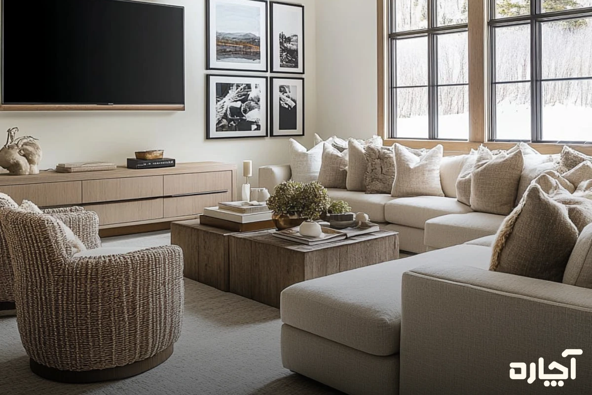 محل قرارگرفتن فرش در نحوه چیدمان پذیرایی مربع