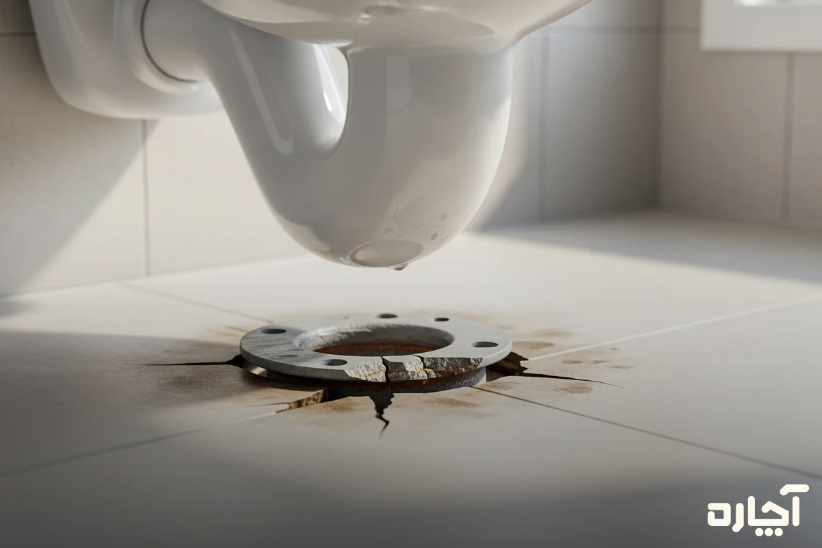 نشتی پنهان در کف یا اتصال فلنج 