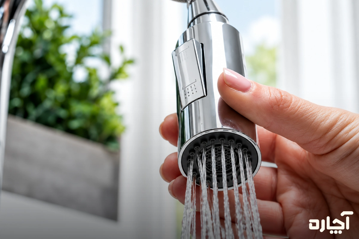 رسوب گرفتن خروجی آب شیر ظرفشویی شاوری